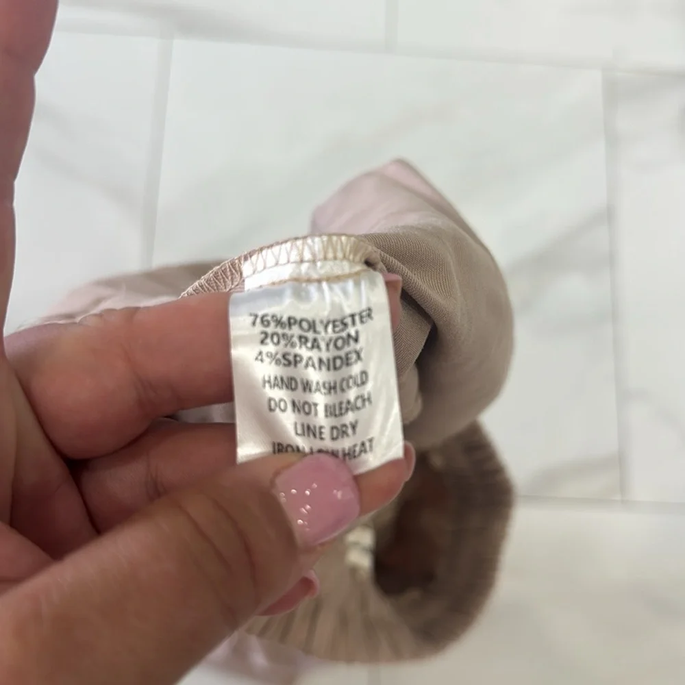 Ee:some Tan Wide Leg Pants.  Sz Large - Picture 9 of 11